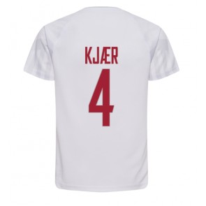 Denmark Simon Kjaer #4 Replica Away Stadium Shirt World Cup 2022 Short Sleeve